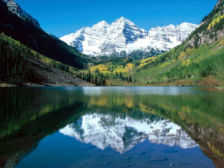 TAPETY-Najpiękniejsze miejsca - Snow Capped Maroon Bells, White River National Forest, Color1.jpg