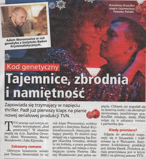 K - Kod genetyczny serial 2020 Karolina Gruszka, Adam Woronowi...lia Kijowska, Krzysztof Pieczyński. TV14 nr 25, 9 XII 2019.jpg